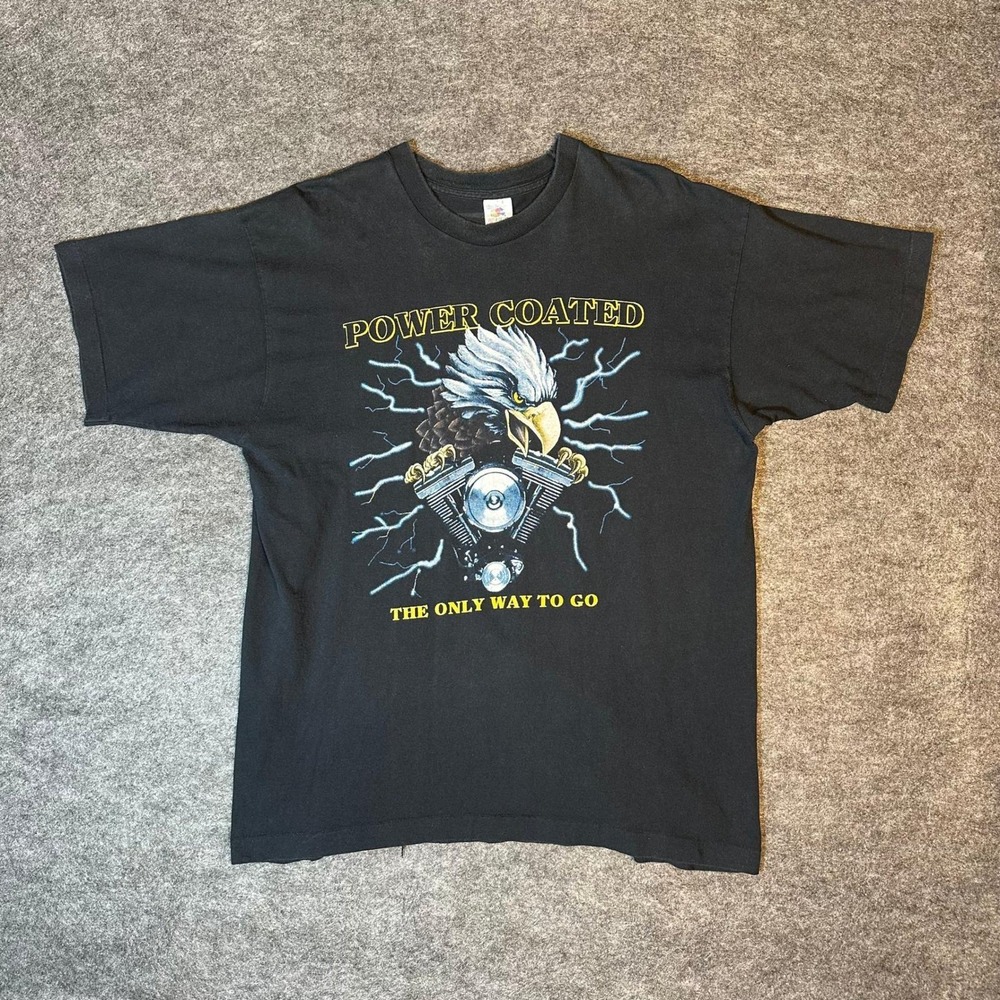 Vintage 90s Harley Davidson "Power Coated" Size XL Single Stich Motorcycle‎ Tee